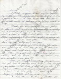 Sean Richard Sellers - Handwritten Letter from 1997 (NO ENVELOPE)