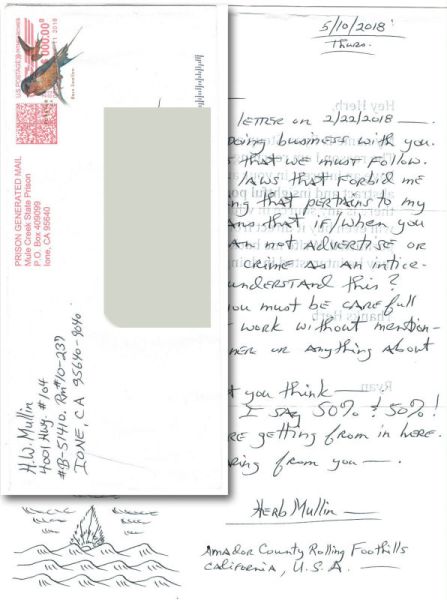 Herb Mullin - Handwritten Letter and Envelope