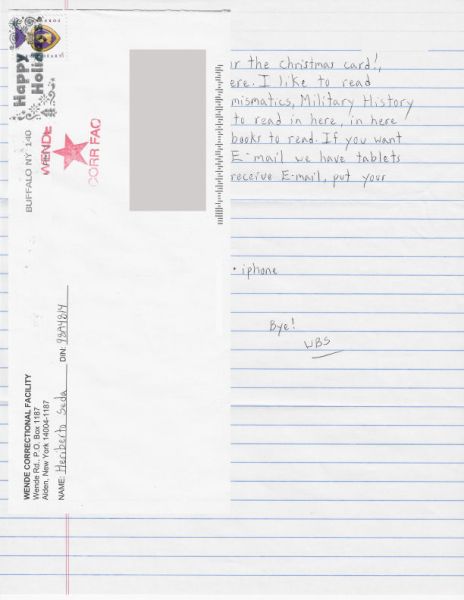 Heriberto Seda - NEW YORK ZODIAC - Handwritten Letter and Envelope