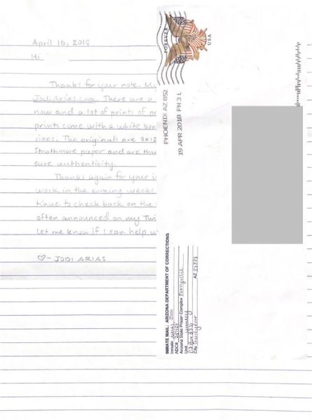 Jodi Arias - Handwritten Letter and Envelope