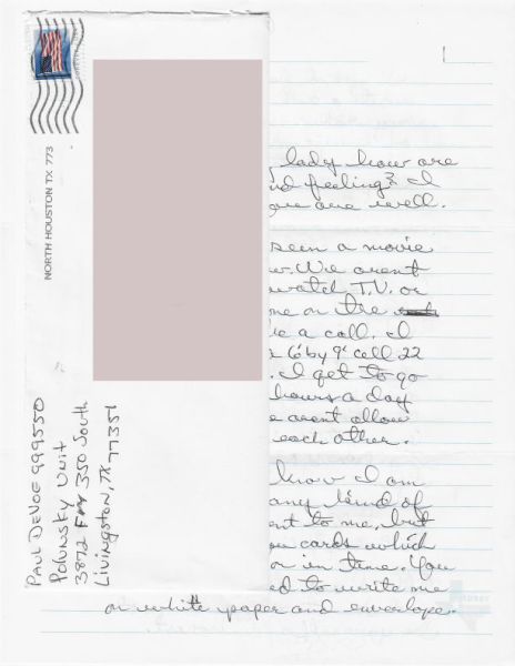 Paul Devoe -Handwritten Letter and Envelope