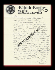 Richard Ramirez - The Night Stalker - Vintage Handwritten Letter and Envelope