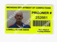 Lowell Amos - THE BLACK WIDOWER - Prison ID Badge
