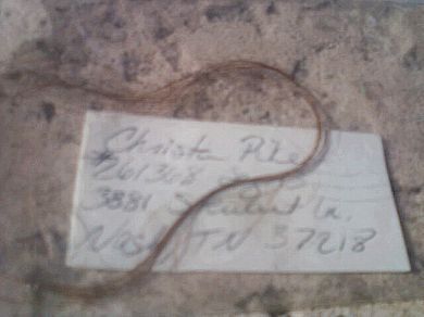 Christa Pike hair, signature and letter and envelope