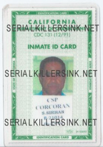 Sirhan Sirhan California Dept of Corrections Inmate ID Card