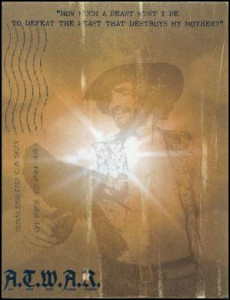 Charles Manson A.T.W.A.R. postcard