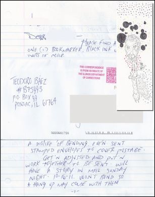 Teodoro Baez Bookmark + letter and envelope