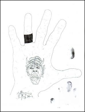 Teodoro Baez left hand 'Satan' tracing and prints