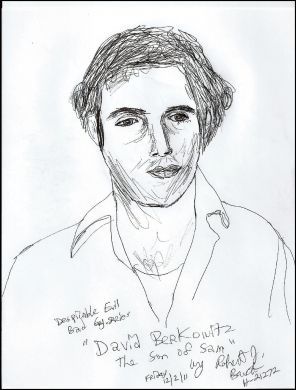 Robert Bardo 8x11 ink drawing of David Berkowitz