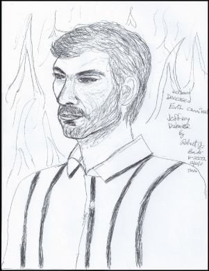 Robert Bardo 8x11 ink drawing of Jeffrey Dahmer