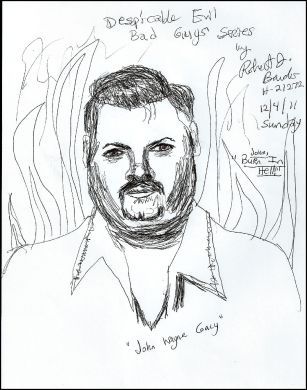Robert Bardo 8x11 ink drawing of John Wayne Gacy