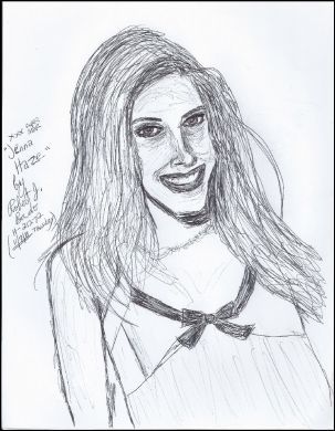 Robert Bardo 8x11 ink drawing of porn star Jenna Haze