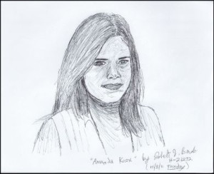 Robert Bardo 8x11 ink drawing of acquitted murderess Amanda Knox