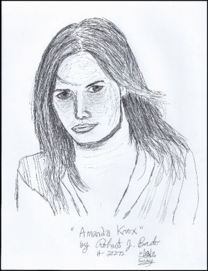 Robert Bardo 8x11 ink drawing of acquitted murderess Amanda Knox