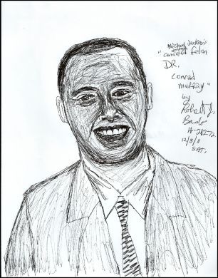 Robert Bardo 8x11 ink drawing of Conrad Murray