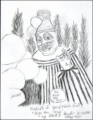 Robert Bardo 8x11 ink drawing of Pogo the Clown number 2