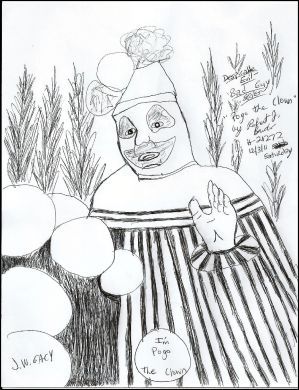 Robert Bardo 8x11 ink drawing of Pogo the Clown number 3