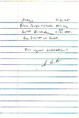 Dennis Rader BTK 60th birthday card and note signed D.L.R.