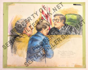 ORIGINAL Ted Bundy Courtroom Sketch by Courtroom artist Christine Elizabeth Lyttle