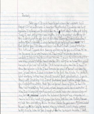 MIchael Carneal one page handwritten love letter [DISCOUNTED NO ENVELOPE]