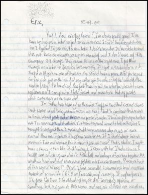 Michael Carneal - School shooter - One page handwritten letter (DISCOUNTED NO ENVELOPE)