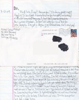 Michael Carneal one page handwritten letter+envelope