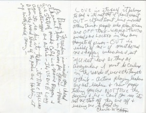 Charles Manson - Handwritten Letter and Envelope + Signed ATWA Flier