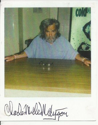 Charles Manson - Signed Photograph on Card Stock