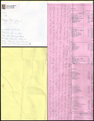 Herbert James Coddington 'The Tahoe Killer' handwritten letter + hand tracing + SQ menu