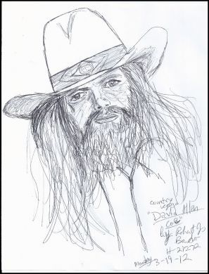 Robert Bardo 8x11 ink drawing of David Allan Coe 2