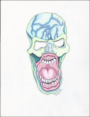 Eugene McWatters - THE SALERNO STRANGLER - 8.5x11 Color Pencil Skull