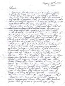 snitch Johnny Fryman handwritten letter to Christa Pike *NO ENVELOPE*