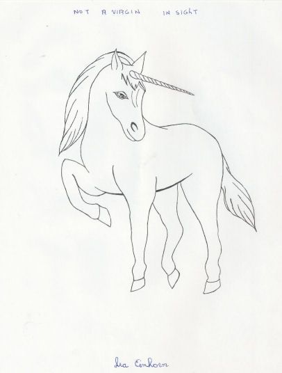 Ira Einhorn 'THE UNICORN KILLER' 8X11 Pen Drawing of a Unicorn