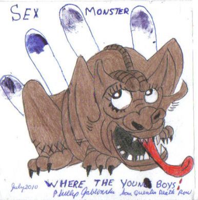 Phillip Joblonski 'Sex Monster' drawing with finger prints