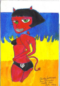 Phillip Jablonski Devil Girl 8 ball water color/marker