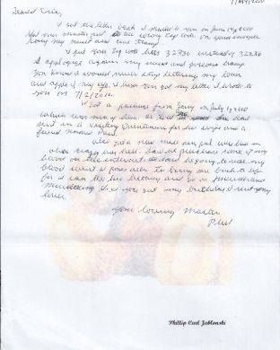 Phillip Jablonski one page handwritten letter [DISCOUNTED NO ENVELOPE]