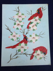 John Wayne Gacy - 14X18 Mixed Bird Set Cardinals Acrylic - IMPERFECTIONS ON PIECE
