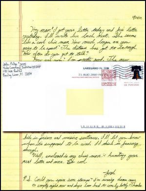Joshua Phillips handwritten letter and envelope set