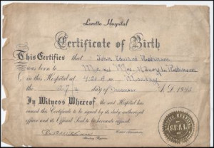 John E. Robinson THE SLAVEMASTER - ORIGINAL Birth Certificate