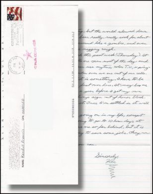 Kendall Francios handwritten letter + envelope