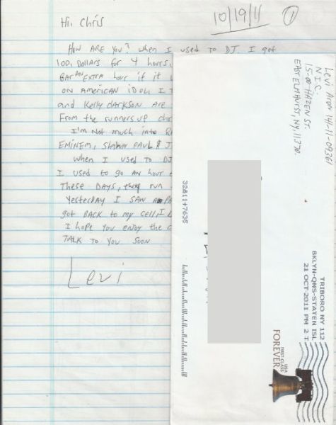 Levi Aron - Murder of Leiby Kletzky - Handwritten Letter and Envelope