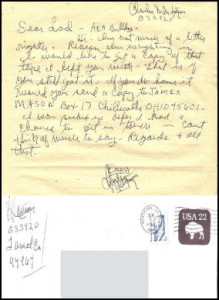 Charles Manson handwritten letter to an original founder of the Aryan Brotherhood