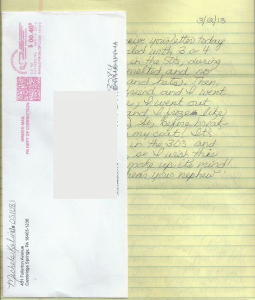 Michele Kalina - Handwritten letter and Envelope
