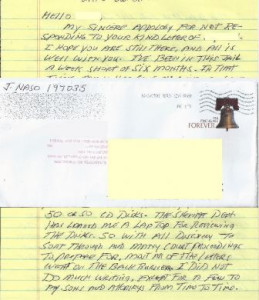 Joseph Naso 'The Alphabet Killer' handwritten letter+envelope