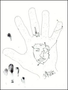 Teodoro Baez right 'Dead Skin Mask' hand tracing and prints