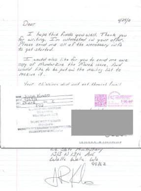 Joseph Kondro handwritten letter and envelope