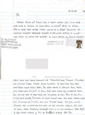 Richard McCroskey handwritten letter and envelope