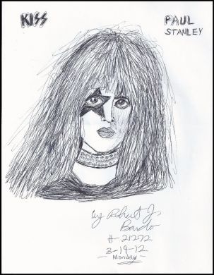 Robert Bardo 8x11 ink drawing of Paul Stanley from KISS