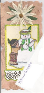 Patricia Columbo - Handmade/Drawn 2013 Christmas Card and Envelope