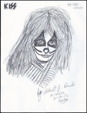 Robert Bardo 8x11 ink drawing of Peter Criss of KISS